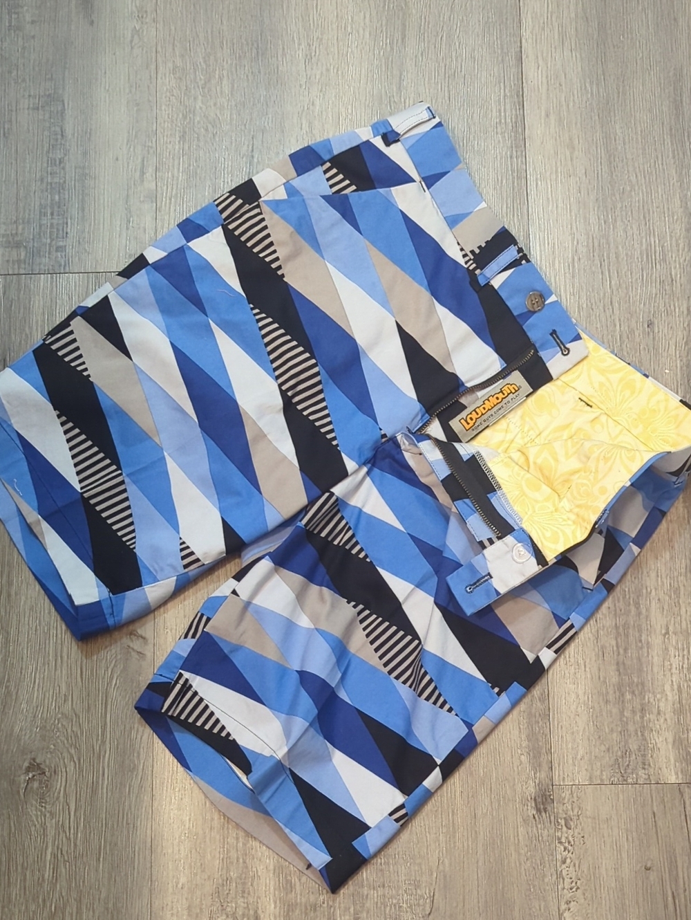 Loudmouth Blue Geometric Wave Print Shorts Mens size 38 - Picture 3 of 6
